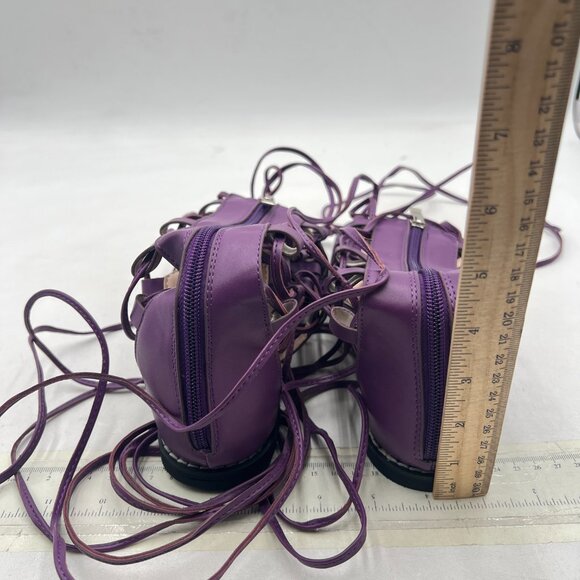 YDN Purple Ankle High Gladiator Sandals for Women Lace up Open toe Zips Shoes - Picture 5 of 8